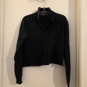 Cropped Half Zip Pull Over Sweater